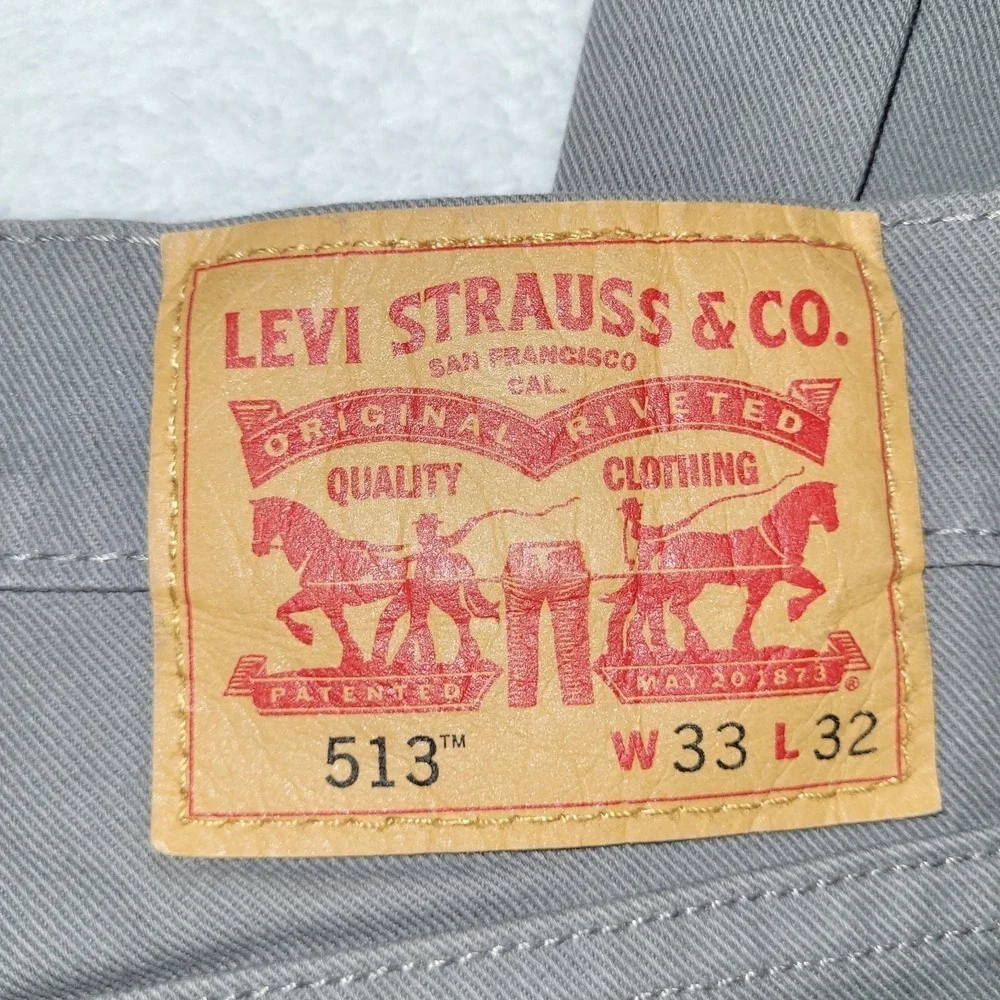 Levis 513 Jeans Men 33x32 Gray Slim Straight Leg Denim Pants